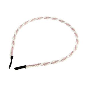 Serre-tête perles et cordon pailleté rose,  Serre-tête perles et cordon pailleté rose