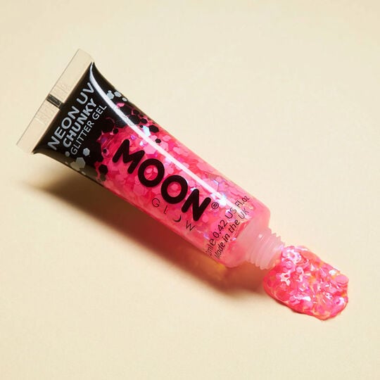 Gel néon à grosses paillettes Moon Glow rose vif,  Gel néon à grosses paillettes Moon Glow rose vif