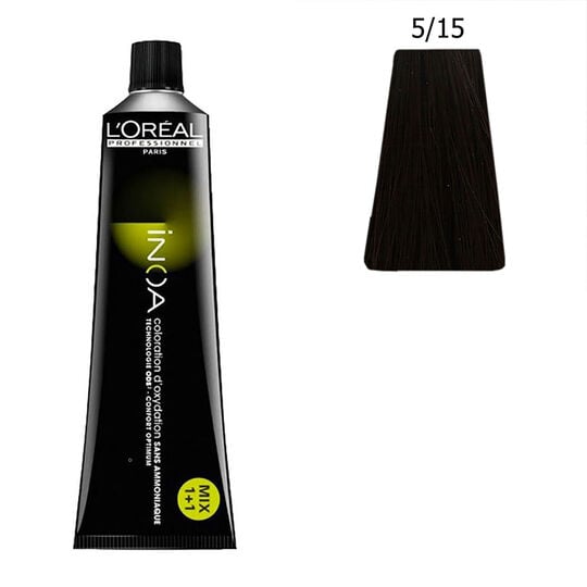 Inoa Coloration sans ammoniaque 5.15 ch&acirc;tain clair cendr&eacute; acajou