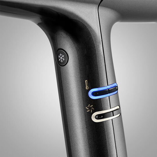 Sèche cheveux Falco gris métallisé et or