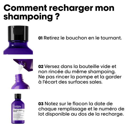 Shampooing disciplinant Keratin Alpha Sleek recharge 500 ml