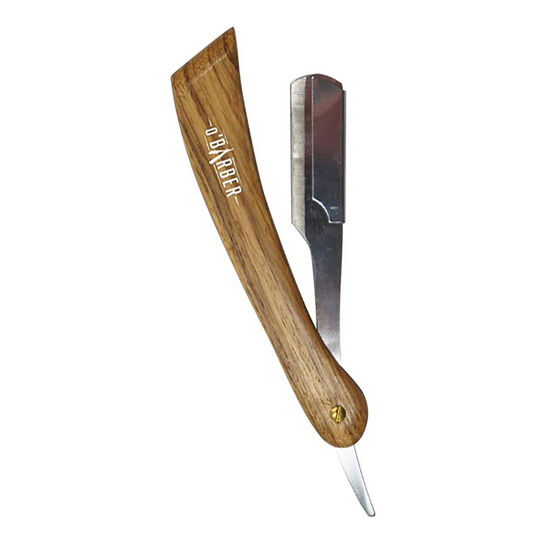 Rasoir manche en bois naturel &agrave; lame interchangeable O'Barber