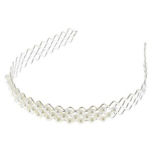 Serre-tête métallique à perles argenté