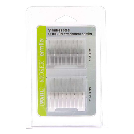 Lot de 2 Sabots pour tondeuse Wahl Ermila Moser 1400 M&eacute;tal 1,5 et 4,5 mm