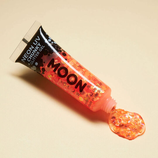 Gel n&eacute;on &agrave; grosses paillettes Moon Glow orange