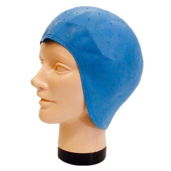 Bonnet à mèches bleu avec crochet