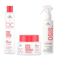 Rituel pour cheveux ab&icirc;m&eacute;s BC Repair Rescue et Osis+