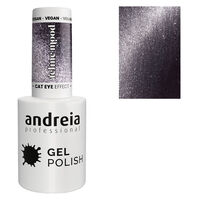 Vernis semi permanent Cat Eye Effect violet gris&eacute; avec des reflets argent&eacute;s