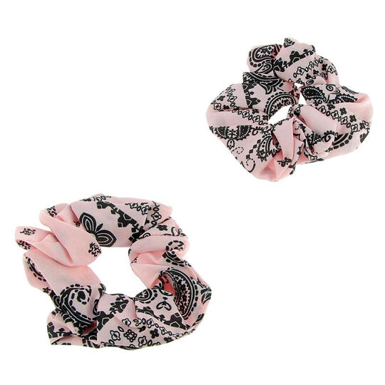 Lot de 2 chouchou bandana rose