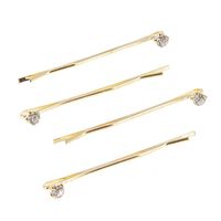 Barrettes dorées 1 strass X 4