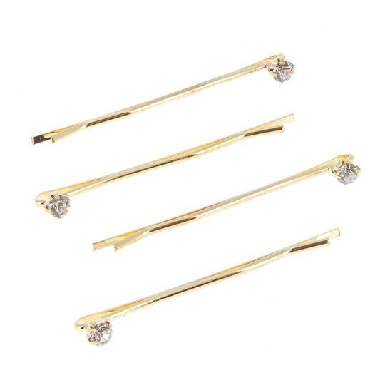 Barrettes dorées 1 strass X 4