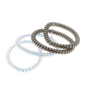 Elastiques scoubidou fins gris et opalescent