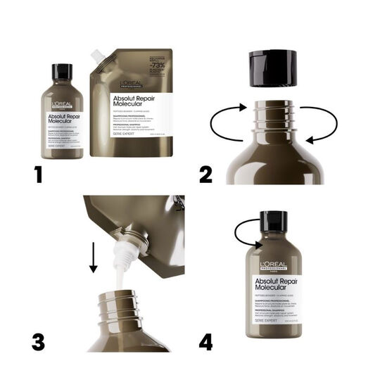 Shampooing réparateur Absolut Repair Molecular recharge 500ml,  Shampooing réparateur Absolut Repair Molecular recharge 500ml