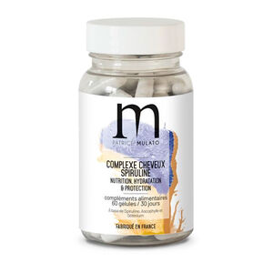 Compl&eacute;ment alimentaire complexe spiruline cheveux secs cure 30 jours