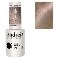 Vernis semi permanent Cat Eye Effect taupe avec reflets roses