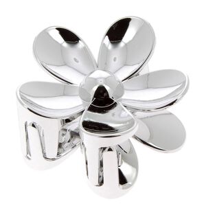 Pince croco fleur argent&eacute;