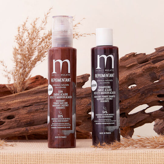 Shampooing repigmentant cheveux naturels ou color&eacute;s ombre acajou