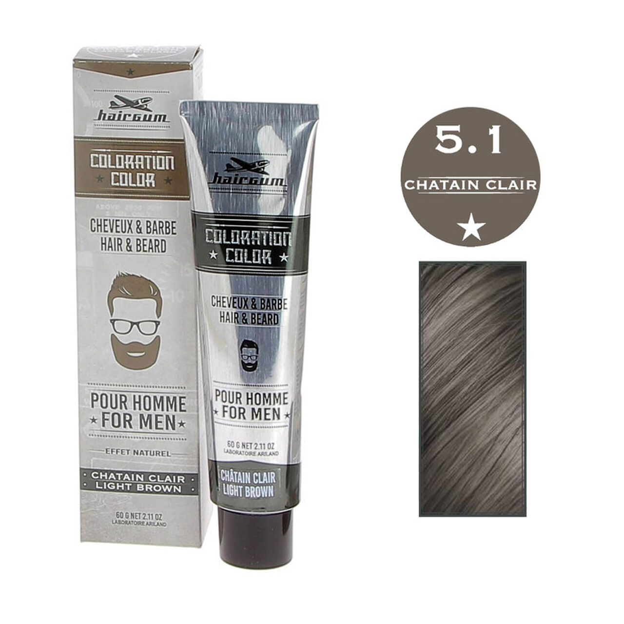 Coloration Cheveux & Barbe Châtain N°4 Hairgum 60 GR - vue 5