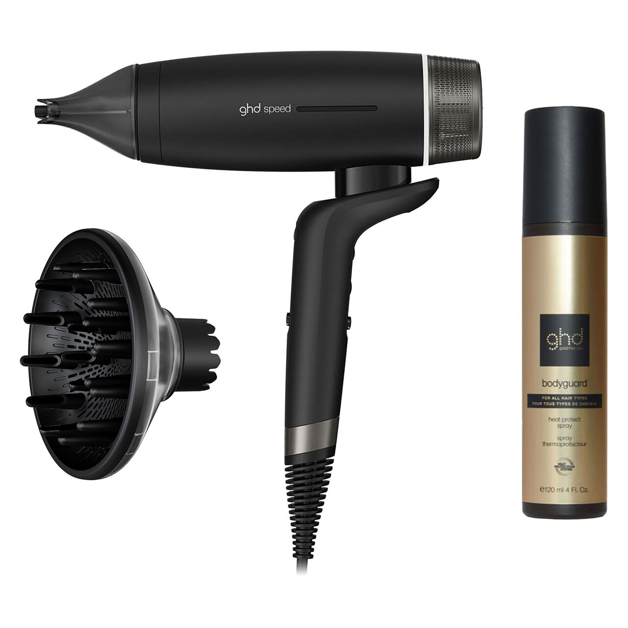 Ghd - Sèche cheveux Speed avec diffuseur et spray protecteur