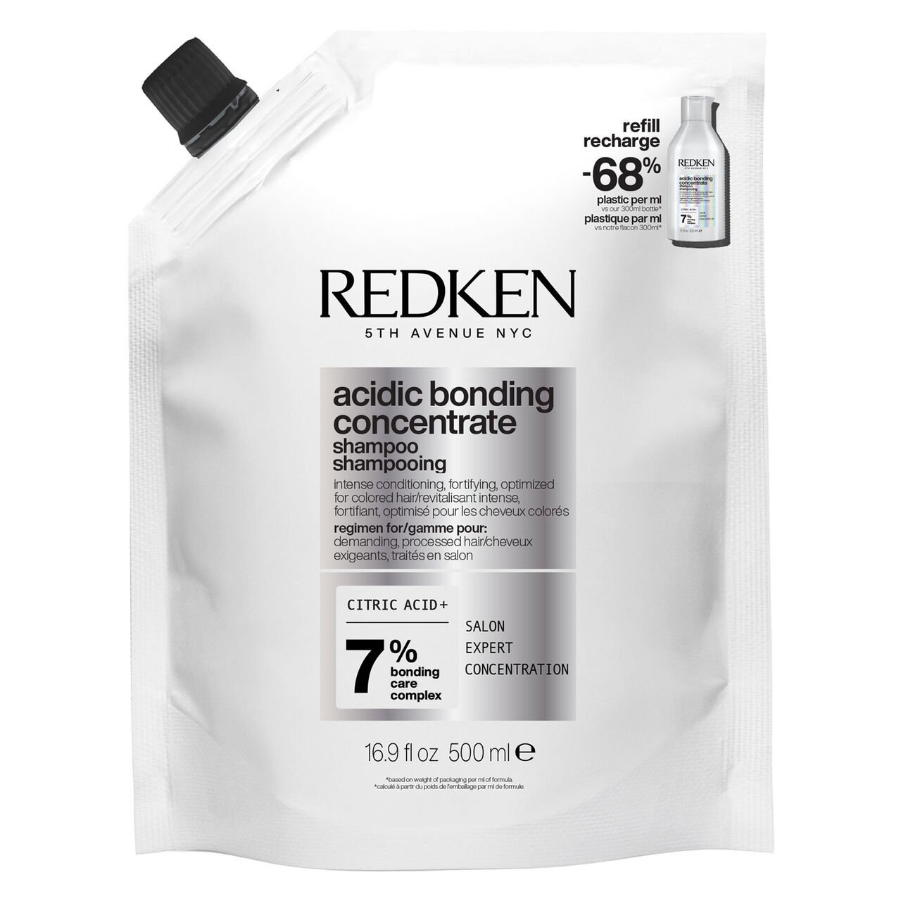 Redken - Shampooing réparateur pour cheveux abîmés Acidic Bonding Concentrate recharge 500 ml