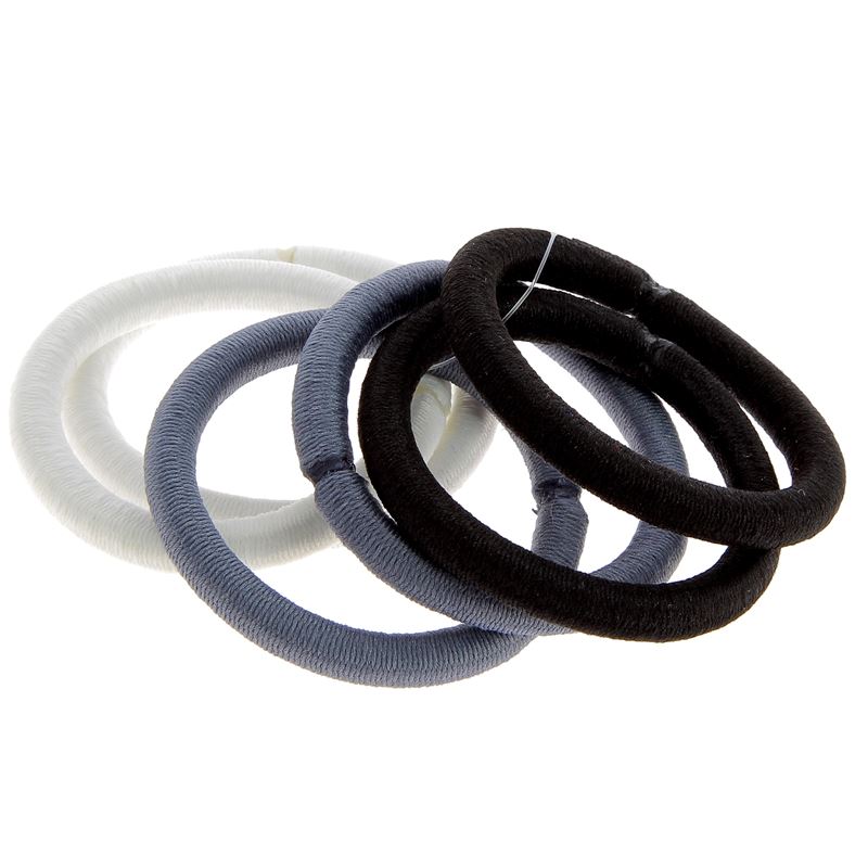 Lot De 6 élastiques à Cheveux Sans Métal - Blanc - Diamètre 5 Cm - Fabriqué En Italie - Neuf
