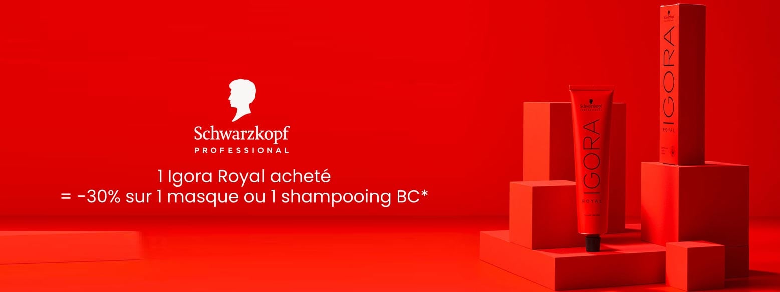 Schwarzkopf Professional : 1 produit Igora Royal acheté = -30% sur 1 masque ou 1 shampooing au choix de la gamme BC Bonacure.