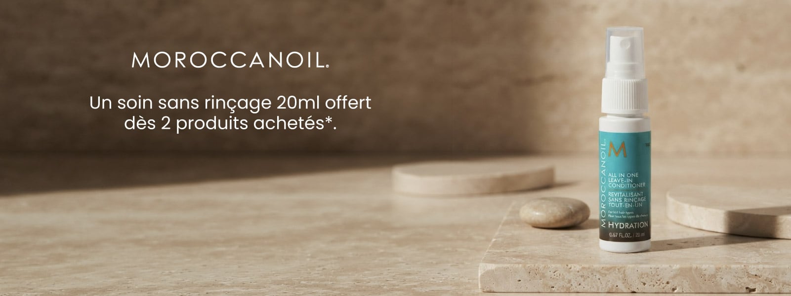 Moroccanoil : un soin sans rinçage 20ml offert dès 2 produits achetés*.