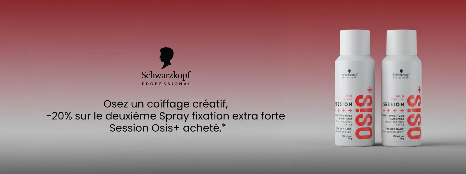 -20% sur le deuxième Spray fixation extra forte Session Osis+ acheté.* -20% sur le deuxième Spray fixation extra forte Session Osis+ acheté.*