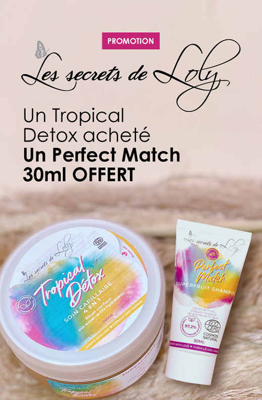 Pour l'achat d'un soin Tropical Detox Les Secrets de Loly, votre mini Shampooing Perfect Match offert !