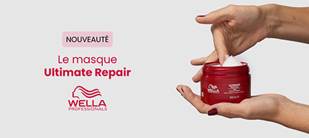 Nouveau masque Ultimate Repair : réparation, douceur et brillance intenses avec Wella Professionals.